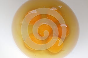 Egg yolks in a bowl. Egg yolks ready for baking.