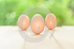 3 egges on wood plate