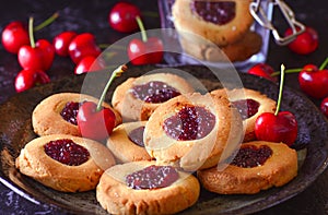 Eggless Jam drop cookies