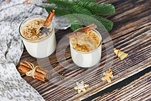Eggnog delicious holiday drinks like themed parties with cinnamon nutmeg for Traditional Christmas and winter holidays Homemade