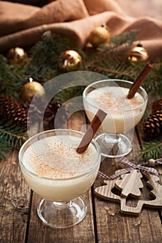 Eggnog traditional homemade egg, milk, rum