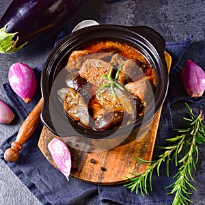 Eggplant Casserole - Melitzanes Me Kreas Sti Katsarola photo