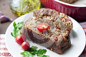 Eggplant casserole with tomatoes and olive oil