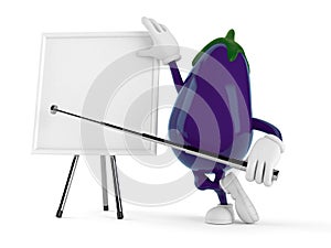 Eggplant character with blank whiteboard