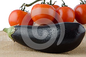 Eggplant and cherry tomatoes vine