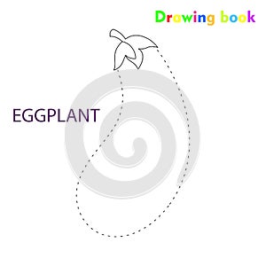 Eggplant coloring and drawing book vegetable design illustration