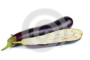Eggplant cut on half isolated on white background