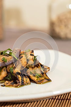 Eggplant with olive oil and parsley
