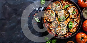 Eggplant Parmigiana with Oregano. Concept Eggplant Recipes, Italian Cuisine, Vegan Dishes, Cooking