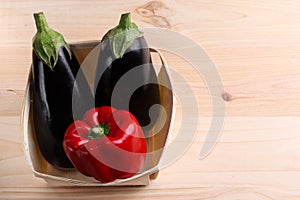 Eggplant and red bell pepper