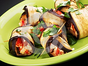 Eggplant rolls filled with cheese