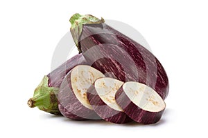 Eggplant violet vegetable closeup isolated on white