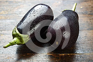 Eggplants in drops of water