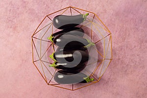 Eggplants inan iron bowl