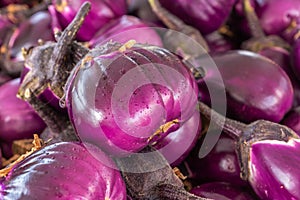 Eggplants for sale at a food market Sicily italy