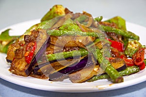 Eggplants and string beans