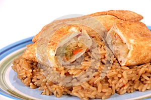 Eggroll and rice