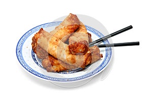 Eggrolls on Plate with Clipping Path photo