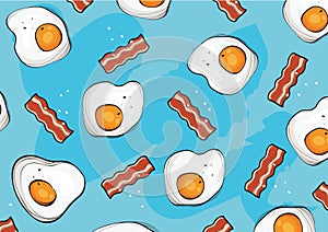 Eggs and bacon background vector