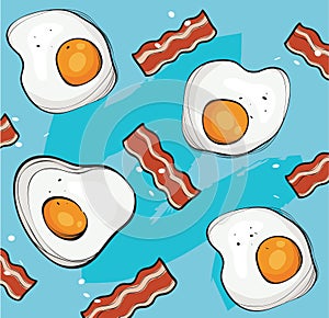 Eggs and bacon background vector