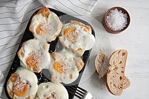 Eggs baked in a bread