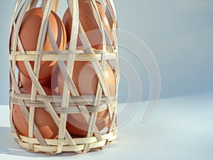Eggs in bamboo basket