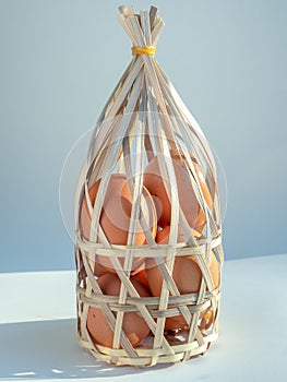 Eggs in bamboo basket