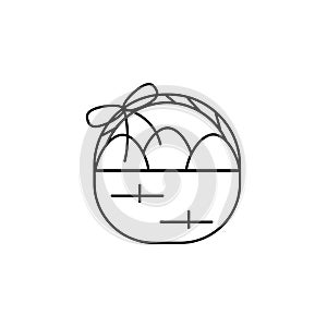 Eggs in basket outline easter icon