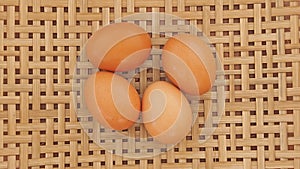 Eggs on a basketwork background