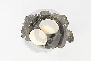 Eggs and black agaric