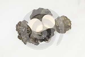 Eggs and black agaric