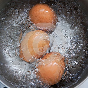 Eggs in boiling water