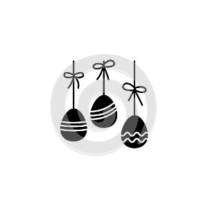 Eggs with bow easter black icon
