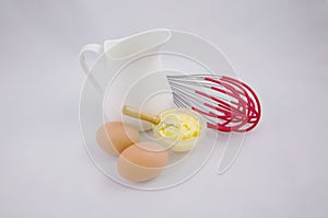 Eggs butter dairy products and baking ingredient