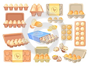 Eggs cardboard packages. Carton packed egg store pack, organic case whole shell fresh chicken yolk storage paper tray