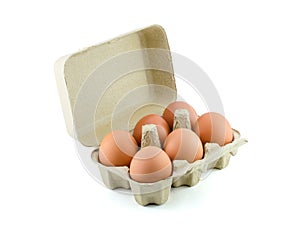 Eggs in Carton isolate on white with clipping path