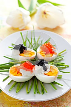 Eggs with caviar