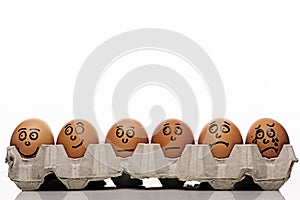 Eggs characters over white background