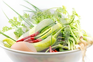 Eggs , chilli , vegetable, vegetable zucchini,Tablets colored