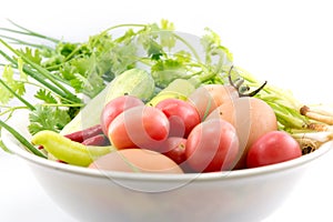 Eggs , chilli , vegetable, vegetable zucchini,Tablets colored