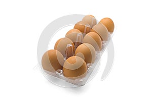 Eggs in clear plastic tray