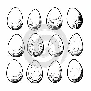 Eggs Coloring Page: Woodcut-inspired Graphics For Kids photo