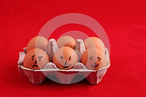 Eggs with comical faces