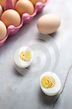 Eggs cooked on marble table