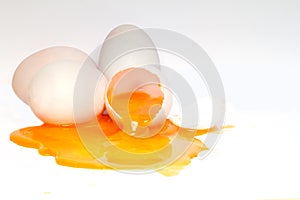 Eggs cracked on White Background