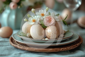 Eggs at Daybreak, Ceramic and Blossom\'s Ballet, Welcoming Easter with a Soft Hymn of Renewal