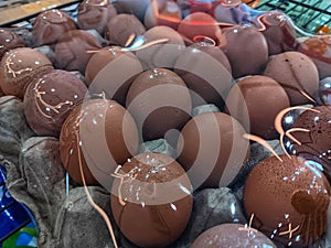 eggs on display wrapped in plastick