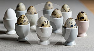 Eggs displayed in egg cups are