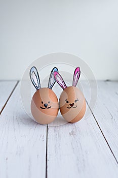 Eggs Faces, drawnigs on egg, Easter eggs, rabbit eggs