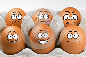 Eggs with faces and expressions